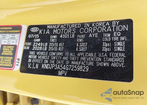 2016 Kia Soul + z USA, uszkodzony, nr VIN KNDJP3A54G7259829